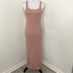Freshman 1996 Women’s Sleeveless Medium Blush Pink Ribbed Maxi Dress EUC